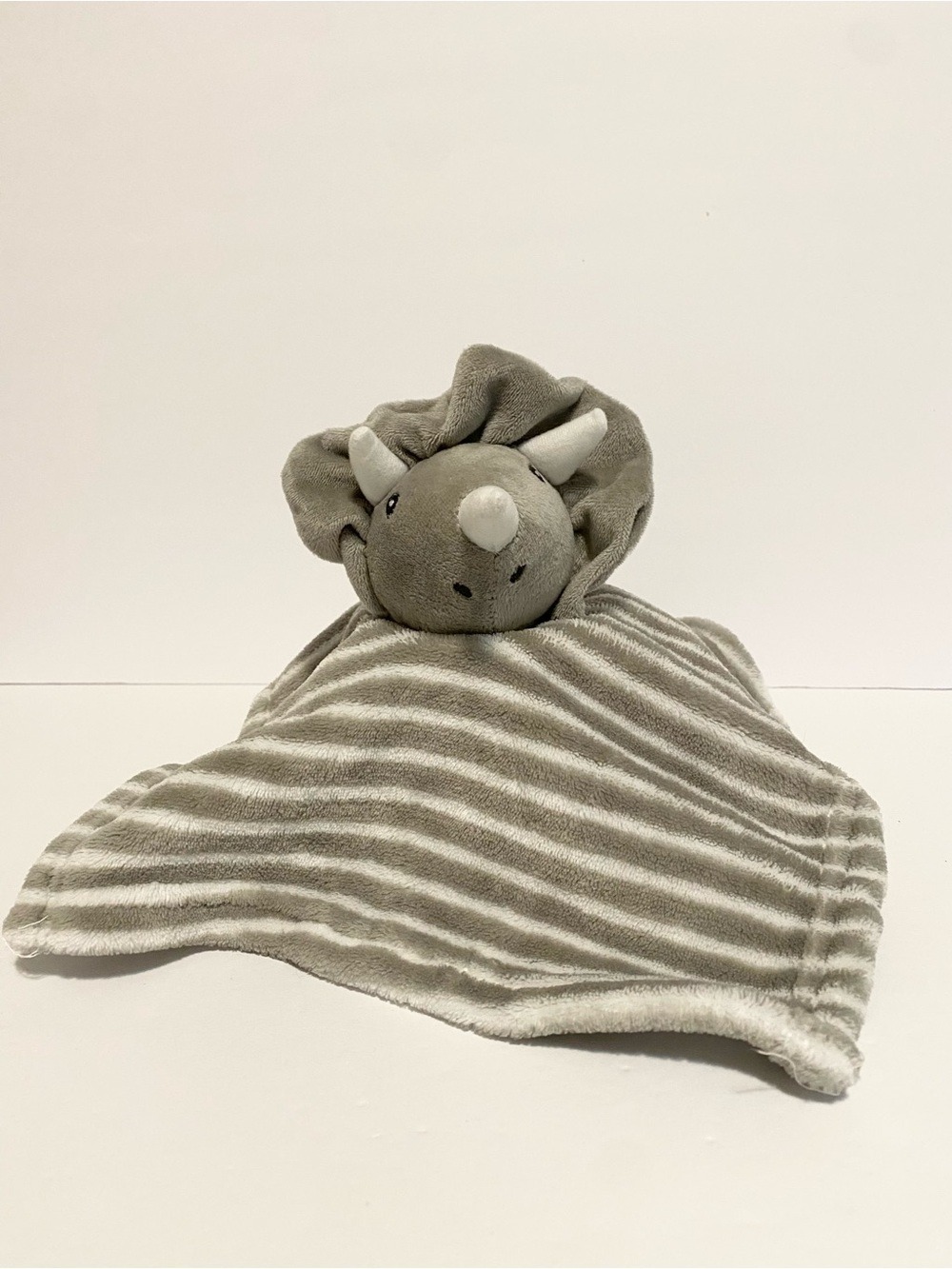 Lila & Jack Dinosaur Security Blanket Lovey Baby Gray White Striped Soft Toy